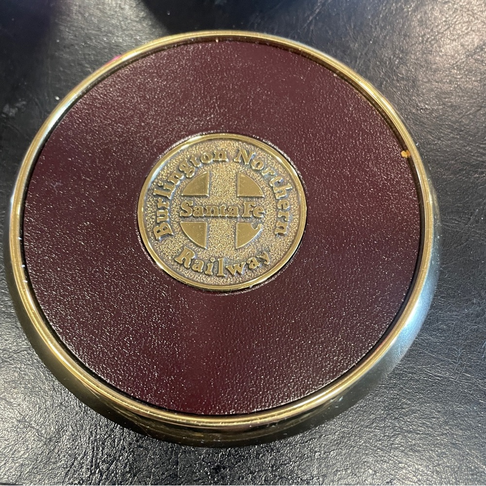 Burlington Northern Railroad Heavy Brass Coaster
